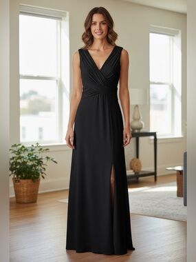 Vintage Tadashi Collection Long Black Gown Size Small